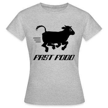 Fast Food Cow - T-shirt Femme - gris chiné - Devant - AI Model Female 172 dark (172cm)