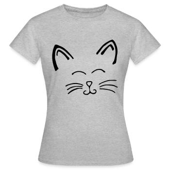 visage de chat - T-shirt Femme - gris chiné - Devant - AI Model Female 172 dark (172cm)