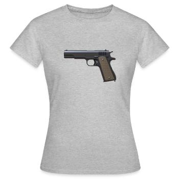 Pistole - Frauen T-Shirt - Grau meliert - Vorne - AI Model Female 172 dark (172cm)