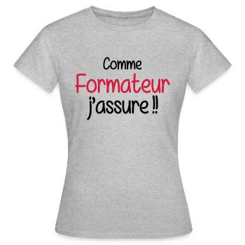 Formateur / Formatrice / Formation / Education - T-shirt Femme - gris chiné - Devant - AI Model Female 172 dark (172cm)