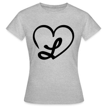 Lettre L - T-shirt Femme - gris chiné - Devant - AI Model Female 172 dark (172cm)