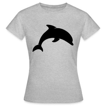 Delphin - Frauen T-Shirt - Grau meliert - Vorne - AI Model Female 172 dark (172cm)