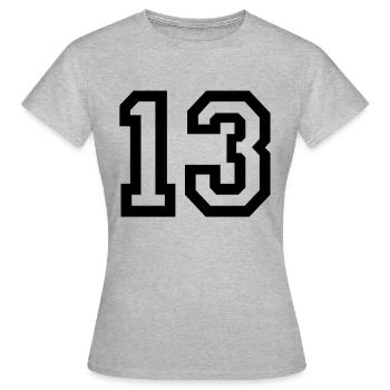 13 Collegestyle - Frauen T-Shirt - Grau meliert - Vorne - AI Model Female 172 dark (172cm)