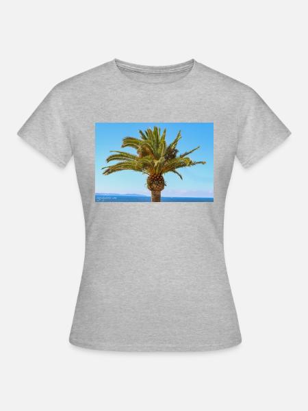 Palme in Ajaccio / Korsika. - Frauen T-Shirt - Grau meliert
