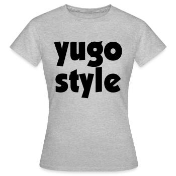 Yugo Style - T-shirt Femme - gris chiné - Devant - AI Model Female 172 dark (172cm)