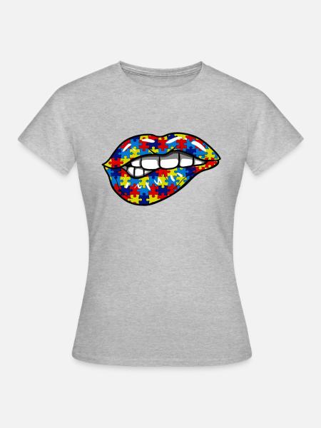Lippen färben - Frauen T-Shirt - Grau meliert