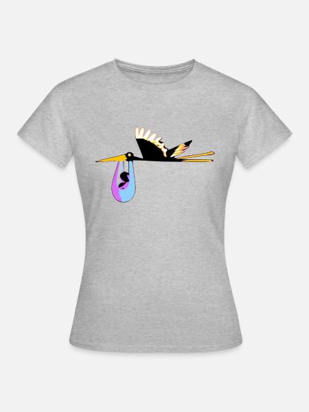 Der Schwarzstorch - Frauen T-Shirt - Grau meliert
