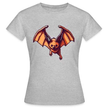 Flughund als Retro und Vintage Pixelart - Frauen T-Shirt - Grau meliert - Vorne - AI Model Female 172 dark (172cm)