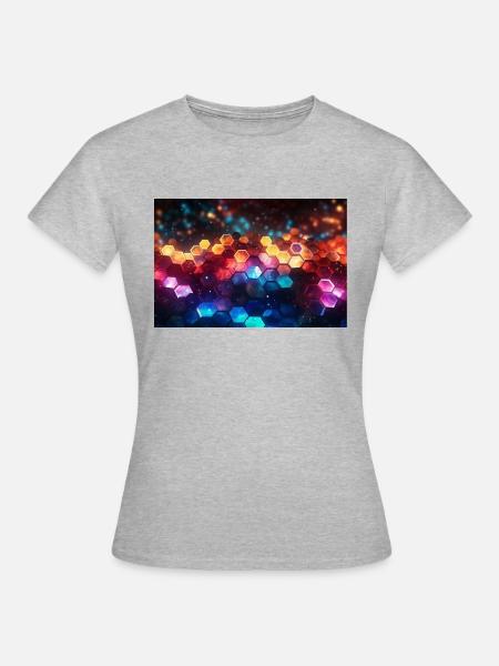 surreal epic fractal hexagons 1 - Frauen T-Shirt - Grau meliert