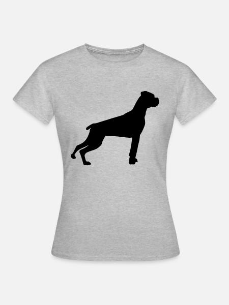 boxer schattenriss 1 - Frauen T-Shirt - Grau meliert
