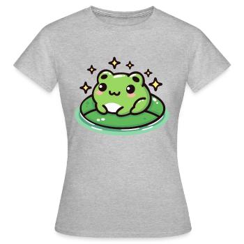 Frog on Lilypad: Cute and Magical - Women's T-Shirt - heather grey - Front - AI Model Female 172 dark (172cm)