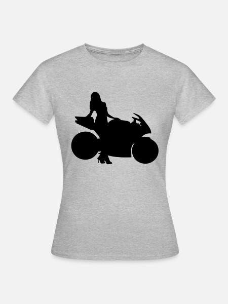Bikergirl - Frauen T-Shirt - Grau meliert