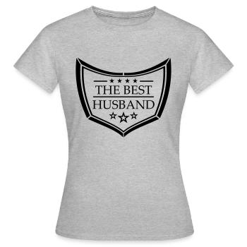 logo bouclier text the best world le meilleur monde eh - T-shirt Femme - gris chiné - Devant - AI Model Female 172 dark (172cm)