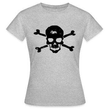 totenschaedel - Frauen T-Shirt - Grau meliert - Vorne - AI Model Female 172 dark (172cm)