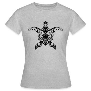 Schildkröten-Tatoo - Frauen T-Shirt - Grau meliert - Vorne - AI Model Female 172 dark (172cm)