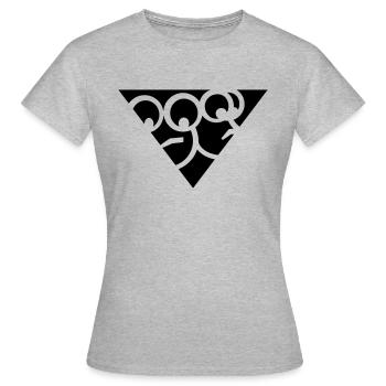 Aussenseiter-Shirt (Schwarz-Gelb) - Frauen T-Shirt - Grau meliert - Vorne - AI Model Female 172 dark (172cm)