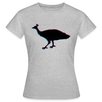 3d vogel silhouette umriss schatten pfau fasan fed - Frauen T-Shirt - Grau meliert - Vorne - AI Model Female 172 dark (172cm)