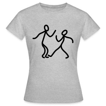 2 tanzende strichmaennchen freunde paar paerchen l - Frauen T-Shirt - Grau meliert - Vorne - AI Model Female 172 dark (172cm)
