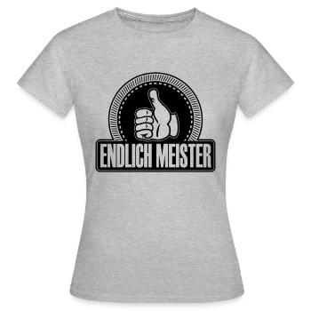 Endlich Meister Daumen hoch - Frauen T-Shirt - Grau meliert - Vorne - AI Model Female 172 dark (172cm)