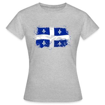 Quebec Flag - Frauen T-Shirt - Grau meliert - Vorne - AI Model Female 172 dark (172cm)