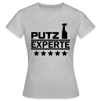 putz experte - Frauen T-Shirt - Grau meliert - Vorne - AI Model Female 172 dark (172cm)