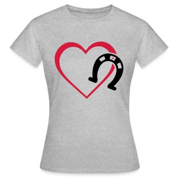 Symbole - Hufe Herz - Frauen T-Shirt - Grau meliert - Vorne - AI Model Female 172 dark (172cm)
