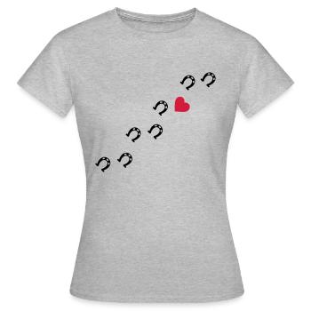 Symbole - Hufe Herz - Frauen T-Shirt - Grau meliert - Vorne - AI Model Female 172 dark (172cm)