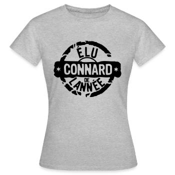 connard elu annee tampon meilleurs - T-shirt Femme - gris chiné - Devant - AI Model Female 172 dark (172cm)