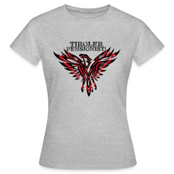 Tiroler Pensionist Made in Tirol - Frauen T-Shirt - Grau meliert - Vorne - AI Model Female 172 dark (172cm)