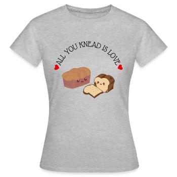 Nettes lyrisches Wortspiel Alles, was Sie kneten, ist Liebe! - Frauen T-Shirt - Grau meliert - Vorne - AI Model Female 172 dark (172cm)