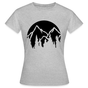 Nadelbäume Berge Sonne - Frauen T-Shirt - Grau meliert - Vorne - AI Model Female 172 dark (172cm)