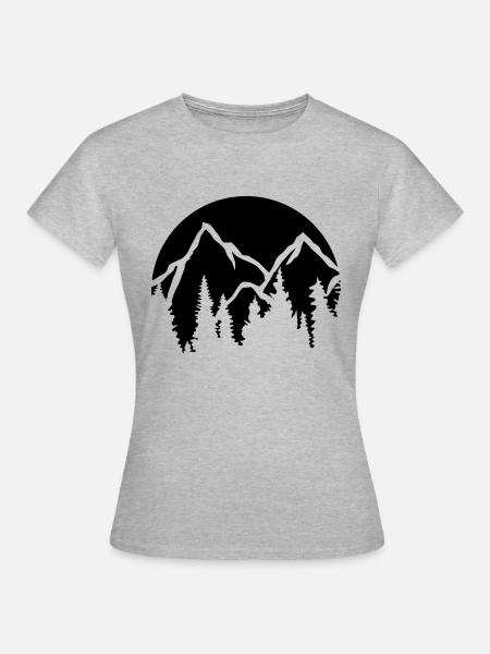 Nadelbäume Berge Sonne - Frauen T-Shirt - Grau meliert