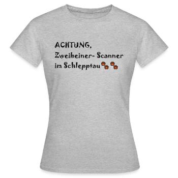 Zweibeiner-Scanner; Hund ist Menschenkenner - Frauen T-Shirt - Grau meliert - Vorne - AI Model Female 172 dark (172cm)