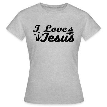 I Love Jesus - Frauen T-Shirt - Grau meliert - Vorne - AI Model Female 172 dark (172cm)