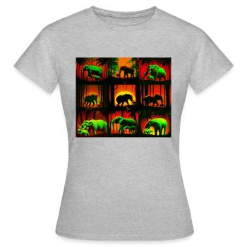 Elephants Pattern Design - Red/Green - Women's T-Shirt - heather grey - Front - AI Model Female 172 dark (172cm)