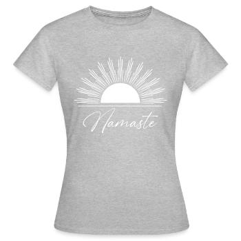 Namaste white - Frauen T-Shirt - Grau meliert - Vorne - AI Model Female 172 dark (172cm)