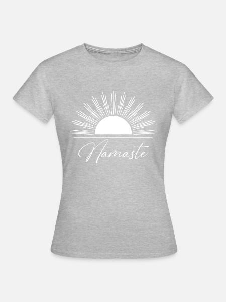Namaste white - Frauen T-Shirt - Grau meliert