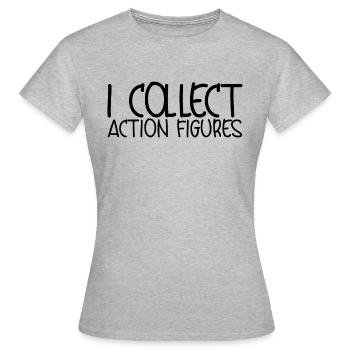 I Collect Action Figures 3 - Frauen T-Shirt - Grau meliert - Vorne - AI Model Female 172 dark (172cm)