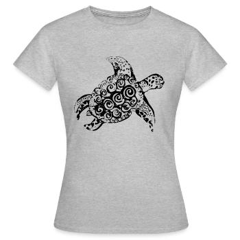 Tortuga souriante | Tortue souriante - T-shirt Femme - gris chiné - Devant - AI Model Female 172 dark (172cm)