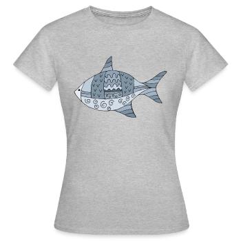 Poisson - T-shirt Femme - gris chiné - Devant - AI Model Female 172 dark (172cm)