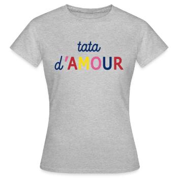TATA D'AMOUR - T-shirt Femme - gris chiné - Devant - AI Model Female 172 dark (172cm)