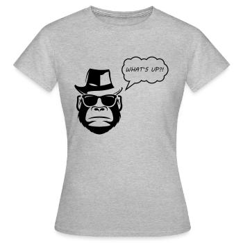 Gorille Quoi de neuf - T-shirt Femme - gris chiné - Devant - AI Model Female 172 dark (172cm)