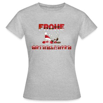 Frohe Weihnachten - Frauen T-Shirt - Grau meliert - Vorne - AI Model Female 172 dark (172cm)