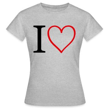 herz i heart - Frauen T-Shirt - Grau meliert - Vorne - AI Model Female 172 dark (172cm)