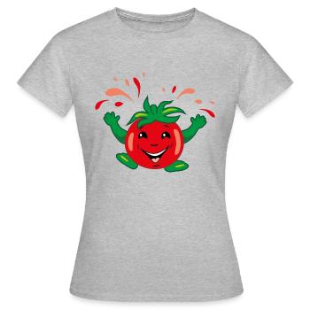 Tomate juteuse caricaturale - T-shirt Femme - gris chiné - Devant - AI Model Female 172 dark (172cm)