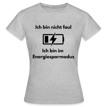 Chemise en mode économie d’énergie - Design paresseux drôle - T-shirt Femme - gris chiné - Devant - AI Model Female 172 dark (172cm)