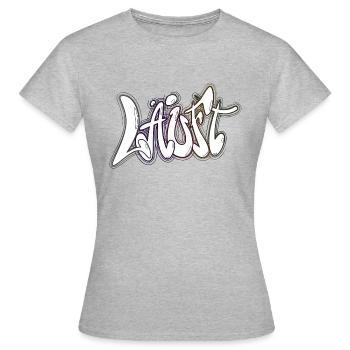 LAeUFT Graffiti nachgespurt - Frauen T-Shirt - Grau meliert - Vorne - AI Model Female 172 dark (172cm)