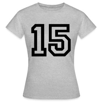 15 Collegestyle - Frauen T-Shirt - Grau meliert - Vorne - AI Model Female 172 dark (172cm)
