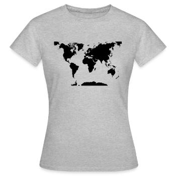 Weltkarte - Frauen T-Shirt - Grau meliert - Vorne - AI Model Female 172 dark (172cm)