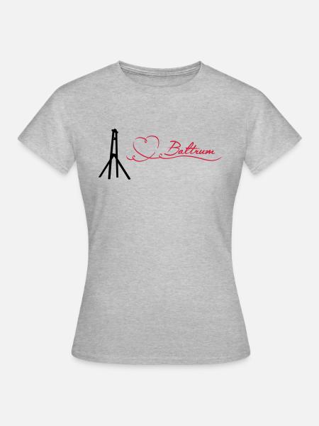Baltrum mit Inselkirchturm - Frauen T-Shirt - Grau meliert
